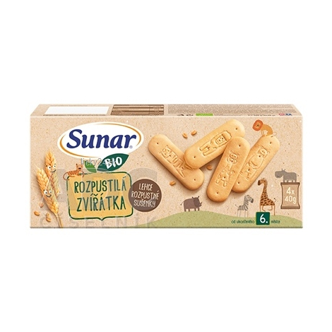 SUNAR Rozpustné zvieratká sušienky 6m+ BIO 4 x 40 g
