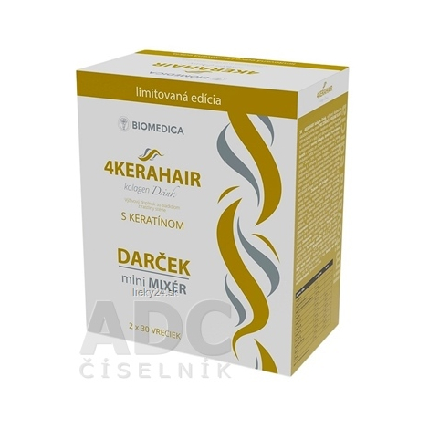 Biomedica 4KERAHAIR Kolagen drink s keratínom + Darček 60 vrecúšok s práškom na prípravu nápoja + mini mixér
