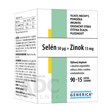 GENERICA Selén 50 μg + Zinok 15 mg
