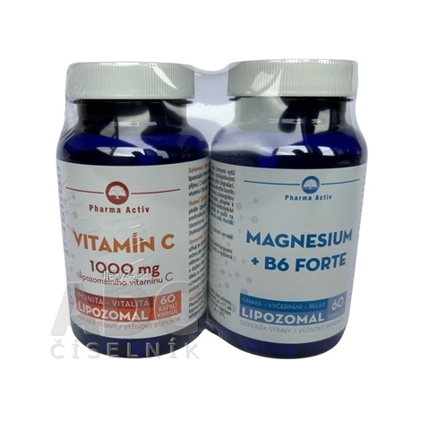PHARMA ACTIV Magnesium + B6 FORTE 60 kapsúl + Vitamín C 1000 mg 60 kapsúl
