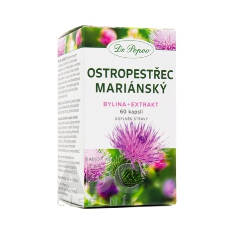 Dr. Popov Ostropestrec mariánsky bylina + extrakt kapsuly na podporu funkcie pečene 60 cps