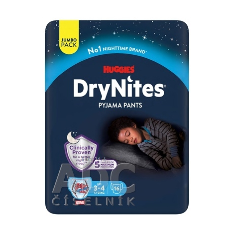 HUGGIES DRY NITES S pre chlapcov (3-4 roky) JUMBO