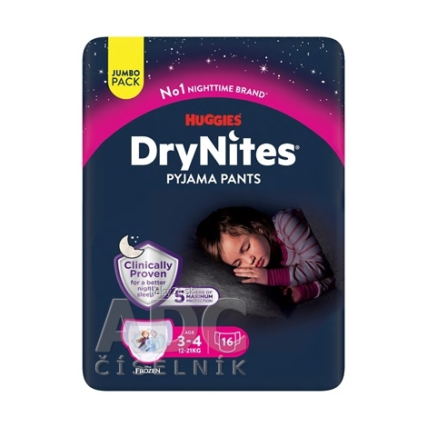 HUGGIES DRY NITES S pre dievčatá (3-4 roky) JUMBO