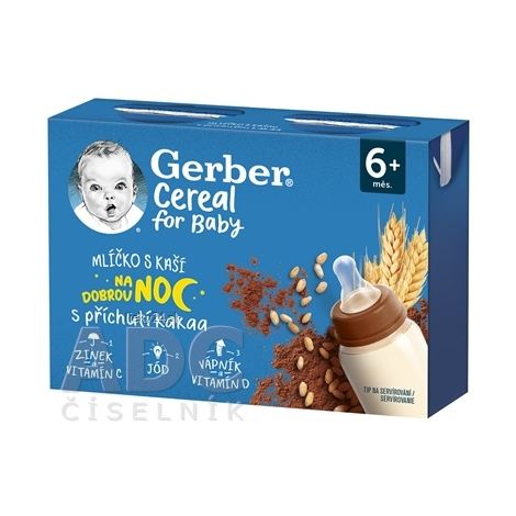Gerber Cereal MLIEČKO S KAŠOU Dobrú noc Kakaové