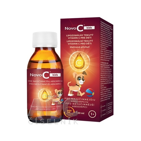 Novo C kids LIPOZOMÁLNY TEKUTÝ VITAMÍN C PRE DETI - sirup, malinová príchuť 120 ml