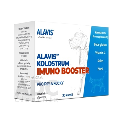 ALAVIS Kolostrum Imuno Booster na podporu imunity, vitality a rekonvalescencie pre psy a mačky 30 kapsúl
