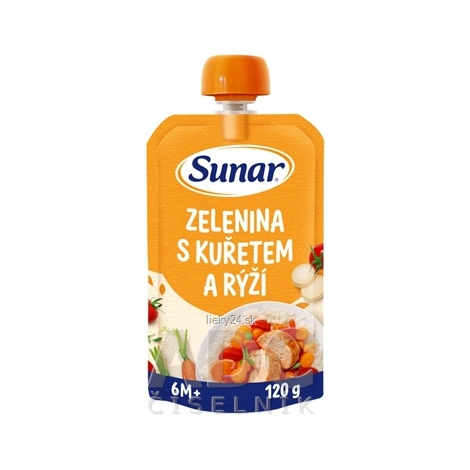 SUNAR príkrm zelenina s kuraťom a ryžou 6m+ 120 g