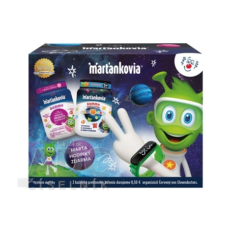 STADA Marťankovia GUMMY s Bazou čiernou 50 ks + Emojis 50 ks + Marťahodinky 1 set