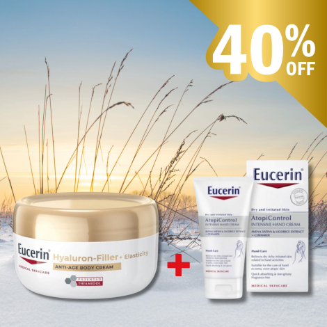 Eucerin Kazeta HYALURON-FILLER+ELASTICITY BODY telový krém omladzujúci 200ml + krém na ruky 75ml