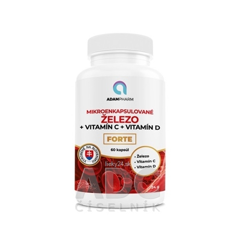 ADAMPharm ŽELEZO + Vitamín C + Vitamín D FORTE