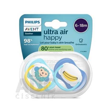 PHILIPS AVENT Cumlík ultra air happy 6-18m pre chlapca na utišovanie SCF080/26 1 x 2 ks