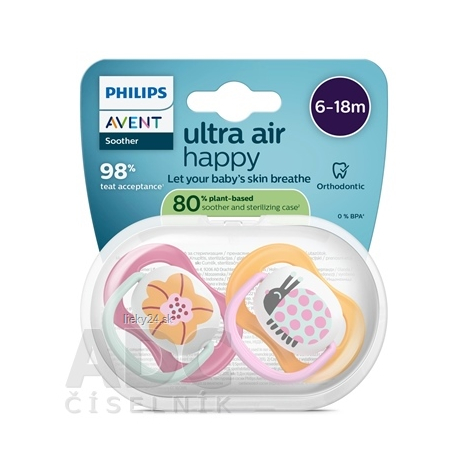 PHILIPS AVENT Cumlík ultra air happy 6-18m pre dievča na utišovanie SCF080/27 1 x 2 ks