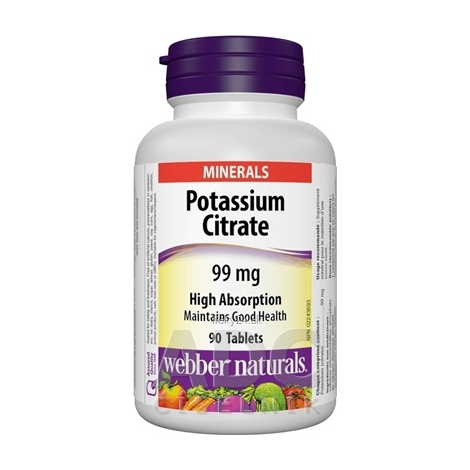 Webber Naturals Draslík 99mg Citrát 90 tabliet