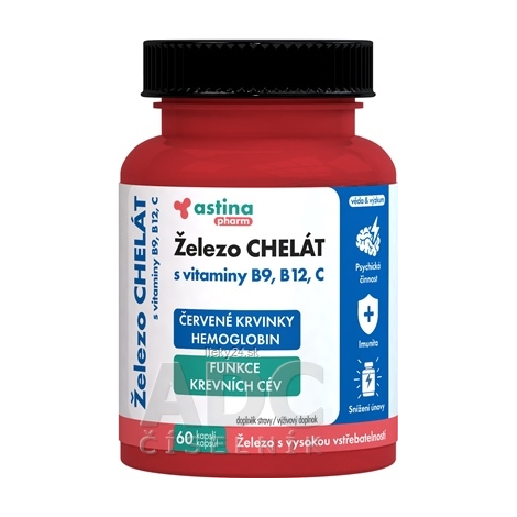 Astina Pharm Železo CHELÁT s vitamínmi B9, B12, C
