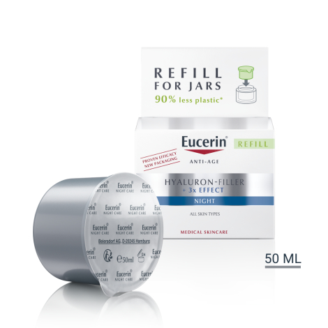 EUCERIN Hyaluron-filler + 3 x effect nočný krém náhradná náplň všetky typy pleti anti-age náhradná n 50 ml