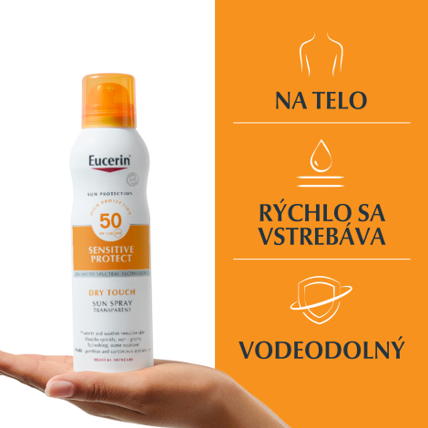Eucerin SUN DRY TOUCH SENSITIVE PROTECT Transparentný sprej SPF 50+ 200ml