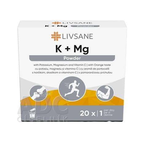 LIVSANE K + Mg draslík a horčík vrecúška s pomarančovou príchuťou 1 x 20 ks