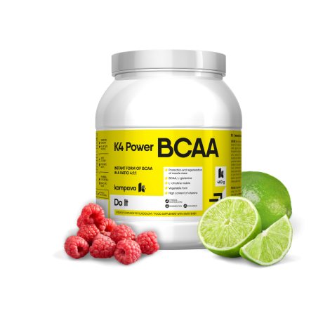 Kompava K4 Power BCAA 400 g/36 dávok, malina-limetka