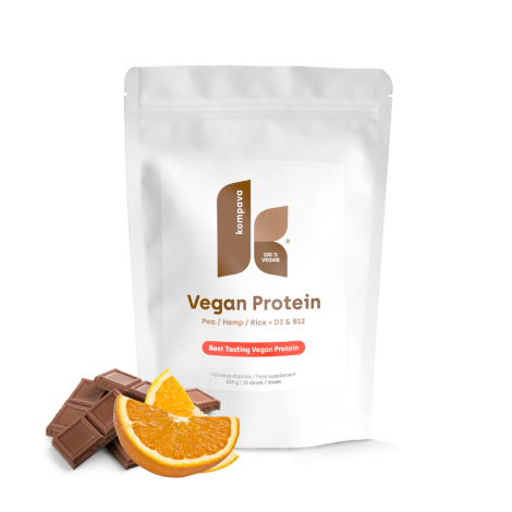 Kompava Vegan Protein 525 g/15 dávok, čokoláda-pomaranč