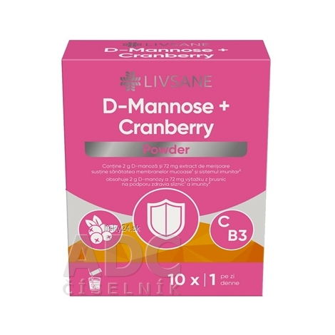 LIVSANE D-Mannose + cranberry prášok vo vrecúškach po 2,7 g 1 x 10 ks