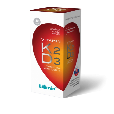 E-shop Biomin Vitamín K2 + vitamín D3 1000 I.U. 30 cps
