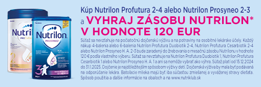 Vyhrajte zásobu Nutrilonu v hodnote 120 EUR